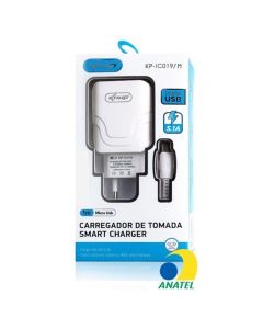 Carregador de Celular 5.1A 2 Portas Usb e Cabo V8 Micro Usb