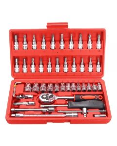 Kit Chaves Jogo Catraca Reversível Soquetes 46 Peças Maleta