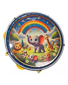 Pandeiro Infantil Junior 8 Pele Leitosa Abs Chave Afinação