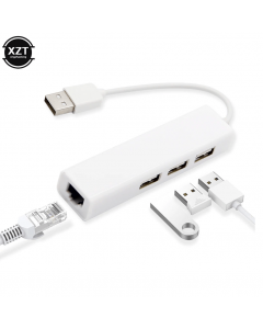 Adaptador De Rede Rede RJ45 para USB Com Rabicho 10/100 + 3 Portas USB