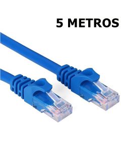 Patch Cord Cabo de Rede Cabo Internet Cat5 5 Metros Azul