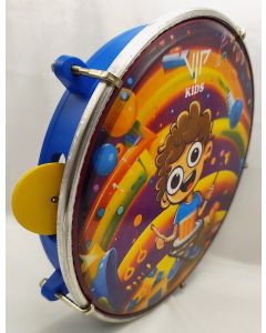 Pandeiro Infantil Junior 8 Pele Leitosa Abs Menino Batuque - azul